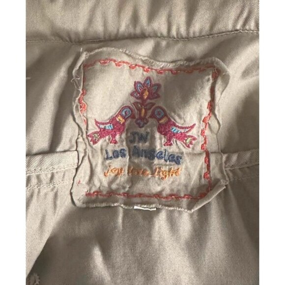 Johnny Was Womens Hoodie Military Vest Zip Pockets Floral Embroider Boho, Medium - Picture 6 of 6